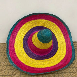 Chapeaux de paille Sombrero mexicains vintage en jonc de mer, unisexe adulte, réglables, avec logo rayé, pour décontracté, fête, mariage, quotidien, été - Product Image 1