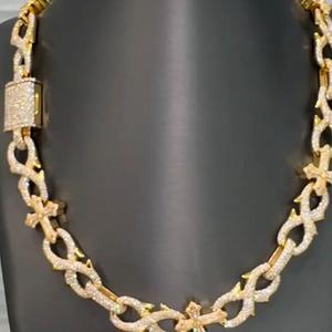 Collier Chaîne Cubaine en Argent 925 Plaqué Or avec Moissanite, Bijou Hip Hop Tendance pour Fête - Product Image 4