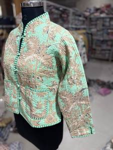 <b>Quilted</b> Cotton <b>Jacket</b> With Mandarin Collar Floral Print Single Button Closure Women's Autumn Wear GIFT FOR HER - Product Image 5