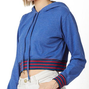 Knitted Breathable Winter Pullover Gym <b>Workout</b> Running Training Solid Color Women Crop Top <b>Hoodies</b> with Front Logo Fleece Fabric - Product Image 6