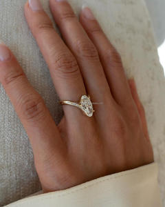 Anillo de compromiso/boda de diamante cultivado en laboratorio de corte ovalado para mujer, diamante amarillo dorado de 14 quilates, estilo Vintage, certificado IGI para - Product Image 4