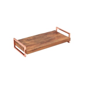 Bandeja de Madera Natural Rústica para Servir, con Asas, para Desayuno, Café, Té, Aperitivos, Comida, Mesa de Comedor - Product Image 2