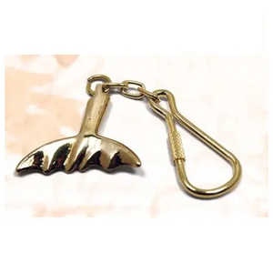 Brass Whale Tail Keychain Nautical Metal Key <b>Ring</b> with Carabiner <b>Clip</b> Marine-Themed Bag Key Accessory - Product Image 6