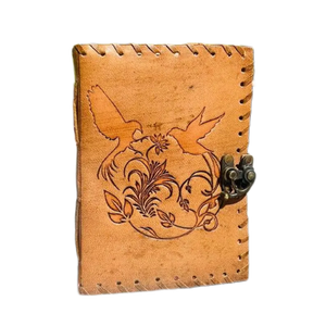 Vintage Love Birds Leather <b>Journal</b> 5x7 Sewing Embossed Sketchbook Notebook Photo Album Lock for Creative <b>Writing</b> Travel Gift - Product Image 1