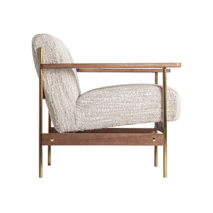 Modern Armchair Solid Teak Wood Upholstered Lounge Chair Durable <b>Frame</b> Plush Cushioned Seat Indoor Residential Furniture - Product Image 2