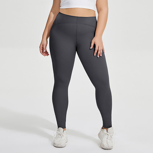 Leggings noirs taille haute longueur intégrale sans couture tricotés extensibles respirants sportifs pour femme avec effet ventre plat - Product Image 2