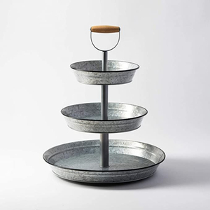 Soporte de Servicio de 2 Niveles de Metal Galvanizado Estilo Rústico, Bandeja Decorativa de Hierro con Borde de Corona para Exhibición de Cupcakes, Pasteles y Postres para Cocina - Product Image 6