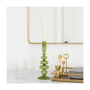 เชิงเทียนแก้วสีเขียวทรงเรียว ตกแต่งบ้าน ทนทาน ดีไซน์ทันสมัย - Product Image 1
