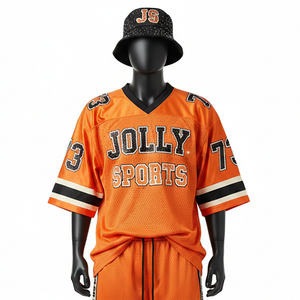 Camiseta de fútbol para hombre, de poliéster, malla ligera y transpirable, estilo panel naranja y negro, 100% algodón, corte holgado, estampada. - Product Image 1