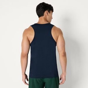 Camiseta sin mangas de algodón ecológico para hombre, transpirable, de secado rápido, deportiva, para gimnasio, con logo frontal, informal, para verano. - Product Image 5