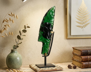 Obsidiana Decorativa de Cristal Verde, Escultura de Piedra Decorativa para el Hogar, Hecha a Mano, Regalo Energético de Feng Shui, Coleccionable - Product Image 4