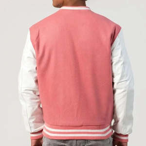 Chaqueta Varsity para Hombre con Mangas de Lana, Cierre de Cremallera, Corte Regular, Casual, Primavera, Resistente al Viento, Transpirable, Impermeable, Cuello Camisero - Product Image 2
