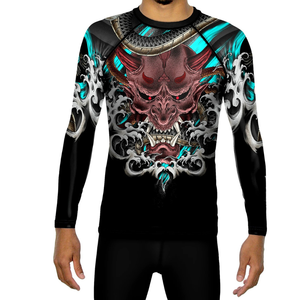 Camiseta Deportiva de Manga Larga para Hombre, con Estampado de Dragón por Sublimación, de Secado Rápido, Corte Ajustado, Cuello Redondo - Product Image 1