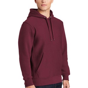<b>Men's</b> Burgundy Hooded Sweatshirt Regular Fit Solid Color Cotton - Product Image 1