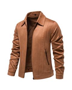 From Direct Factory Custom Design Turn Down Collar Side Pocket Solid Color Men Trendy High Street Retro <b>Suede</b> <b>Jacket</b> - Product Image 3