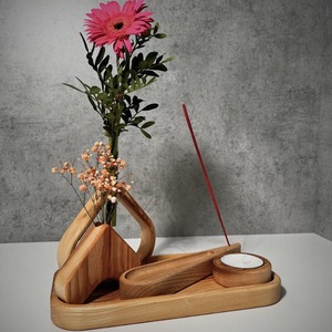 Porte-encens en bois Belladec, brûleur et récupérateur de cendres, écologique, fait main, toutes saisons, cadeau pour la maison, diffuseur d'aromathérapie, style indien - Product Image 1