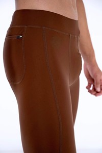 Men's <b>Brown</b> Full Length Compression <b>Leggings</b> Solid Color Elastic Waist Spandex Nylon Material - Product Image 6