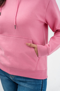 Sudadera con Capucha Rosa para Mujer, Color Sólido, Forro Polar, Manga Larga, Informal, para Otoño, Transpirable, con Bolsillos - Product Image 4
