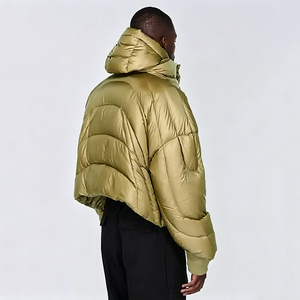 OEM 2026 Custom Plus Size Men <b>Crop</b> Hooded <b>Puffer</b> <b>Jacket</b> Oversized High Collar Streetwear Winter Warm Down <b>Jacket</b> logo - Product Image 2