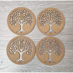 Durable MDF Laser Engraved Coasters Artistic Carved Craftsmanship for Home Decor <b>Table</b> <b>Protection</b> Mats & Pads - Product Image 6