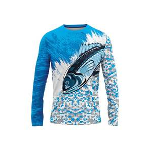 Girls' Long Sleeve <b>Teenagers</b> Fishing Shirt Blue Animal Print UPF 50 Anti-Uv Silk Screen Printed 160g Polyester Pullover <b>Top</b> - Product Image 1
