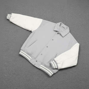 Blouson universitaire unisexe 2026 en coton 100% avec manches en cuir véritable, col côtelé, respirant, pour l'hiver - Product Image 3