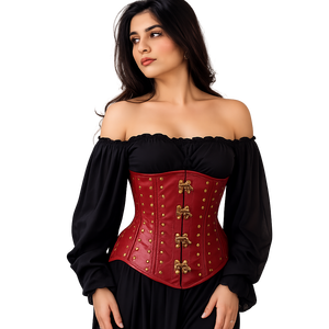 Fabricante de Corsés de Cuero Borgoña con Varillas de Acero - Product Image 1