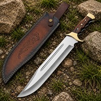 Handgefertigtes Full-Tang Bowie Jagdmesser mit Klinge aus Kohlenstoffstahl, Holzgriff und Messingbolster – Outdoor-Überlebensausrüstung (OEM)