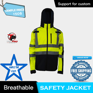 Chaqueta de seguridad con capucha de alta visibilidad, ropa de trabajo reflectante, chaqueta de advertencia con cremallera para construcción de carreteras y logística - Product Image 5