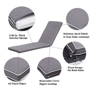 Set di 2 Cuscini per Sdraio da Esterno, Grigio con Bordo Bianco, Ricambio per Seduta di Mobili da Giardino - Product Image 2