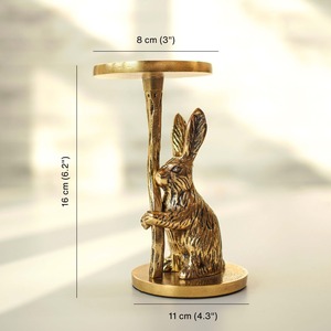 Porte-bougie en aluminium en forme de lapin, fait main, durable, écologique, résistant à la chaleur, décoration pour la maison, utilisation de Pâques - Product Image 1