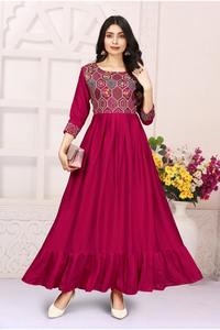 Vestido de Fiesta Elegante de Diseño Indio, Tela de Seda Vichitra con Estampado Digital, Estilo Bollywood, Casual, Último Modelo Exclusivo - Product Image 6