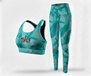 Women Yoga Set Best Quality Textured Solid Stitch Digital Print 2 Piece Breathable High Waist - Product Image 6