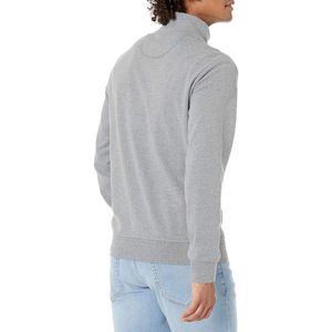 Sudadera de invierno para hombre, elegante, de manga regular, media cremallera, de felpa, 100% algodón, cuello alto, con logotipo personalizado bordado y apliques. - Product Image 2