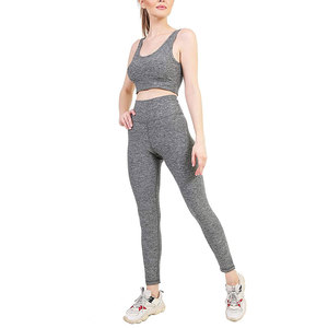 Ensemble de yoga professionnel personnalisé pour femmes, en dentelle unie, respirant, en spandex/nylon, 2 pièces, haute qualité, prix bas - Product Image 2