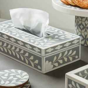 Boîte de rangement rectangulaire à motifs floraux et incrustations en os, grande capacité, multifonctionnelle, pour la décoration de la maison de luxe, vaisselle, souvenir mémorable - Product Image 1