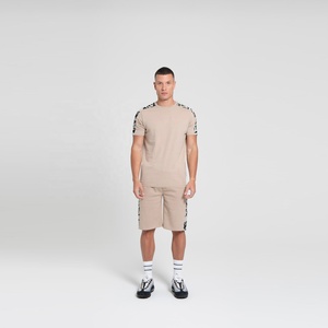 Stylish Casual Summer Men's Performance <b>Tech</b> Custom Logo Printed Breathable Quick Dry 100% Cotton Loose-Fit <b>Shorts</b> & T-Shirt Set - Product Image 3