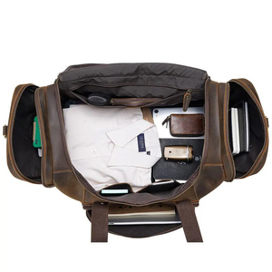 Bolsa de Viaje Casual de Cuero Genuino para Hombre, Gran Capacidad, Cierre de Cremallera, Asa Suave, Compartimento Interior - Product Image 5