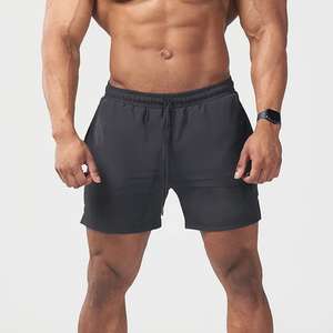 Shorts pour hommes, couleur unie, écologiques, respirants, à séchage rapide, imperméables, coupe-vent, avec cordon de serrage, taille mi-haute, style décontracté, longueur courte - Product Image 1