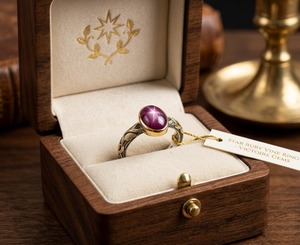 18k Gold Plated Victorian Engagement <b>Ring</b> Star Ruby Sterling Silver Handmade Gemstone <b>Indian</b> Fine Jewelry Third Party Certified - Product Image 5