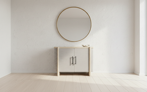 Buffet moderne à 2 portes en chêne massif pour salon - Rangement résistant à l'eau avec design minimaliste - Product Image 3