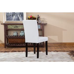 Set di 2 Sedie da Pranzo in Legno Massello Stile Urbano con Seduta Imbottita in Ecopelle Bianca - Product Image 5
