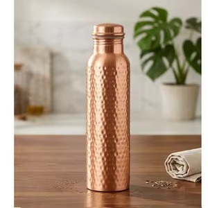 Copper Water Bottle Hammered Finish Portable Travel <b>Drinkware</b> Traditional Chinese Design - Product Image 6