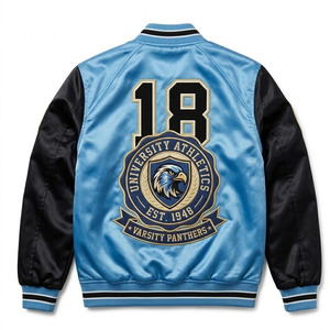 Chaqueta Bomber de Satén Estilo Japonés para Hombre, Nueva Chaqueta Varsity de Diseñador con Cuello Alto, Teñida por Ambos Lados, Chaqueta de Béisbol - Product Image 2