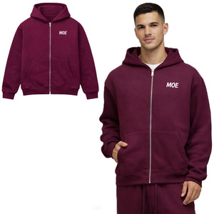 Sudaderas con capucha de algodón polar de alto gramaje con cremallera completa y hombros caídos, estilo streetwear, ajuste holgado, con logo personalizado, venta al por mayor y suministro a granel - Product Image 1