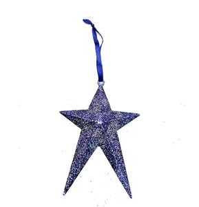 Christmas Hanging Metal <b>Star</b> Ornament Blue Glitter Decoration <b>for</b> <b>Tree</b> Home Party Holiday Decor Gift Piece Hanging Pendant - Product Image 1