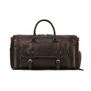 Bolsa de Viaje de Cuero Marrón, Estilo Clásico Unisex, Cierre de Cremallera, para Fin de Semana, Gimnasio, Viajes Cortos, Capacidad de 36–55L - Product Image 5