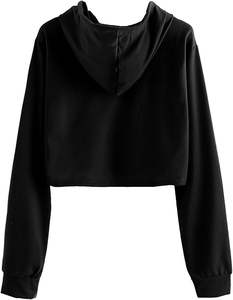 เสื้อฮู้ดครอปโอเวอร์ไซส์สไตล์ลำลองสำหรับผู้หญิง ผ้าเฟรนช์เทอร์รี่ ทรงหลวม ไหล่ตก แต่งขอบดิบ ปักลายเรียบง่าย เสื้อครอปท็อปฮู้ดสำหรับผู้หญิง - Product Image 3