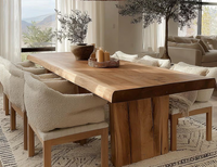 Ensemble de table à manger en bois de haute qualité, table en bois massif en noyer d'Amérique du Sud avec finition époxy, table à manger unique