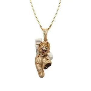 Colgante con Dije de Moissanita Real de Corte Redondo de 3 Quilates, Chapado en Oro Amarillo de 14k - Product Image 5